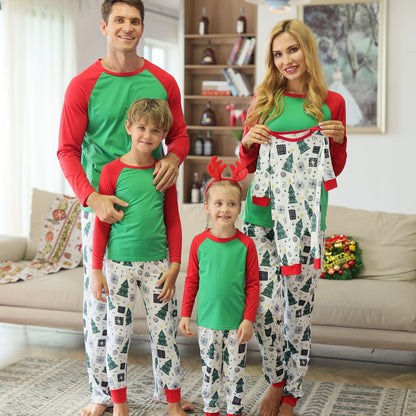Christmas parent-child homewear with printed raglan sleeves by My Store