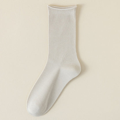 Spring-summer mid-calf silk socks for women in a soft, lightweight design