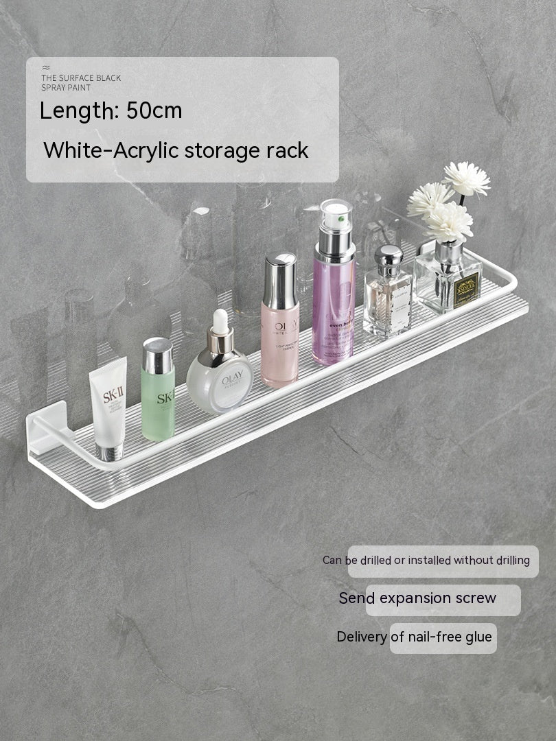 Acrylic bathroom storage rack for organizing folded towels and toiletries