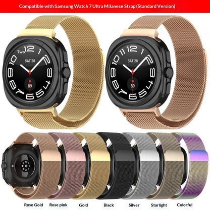 Alloy Milanese watch strap compatible with various watch models, shown in a sleek metal mesh design