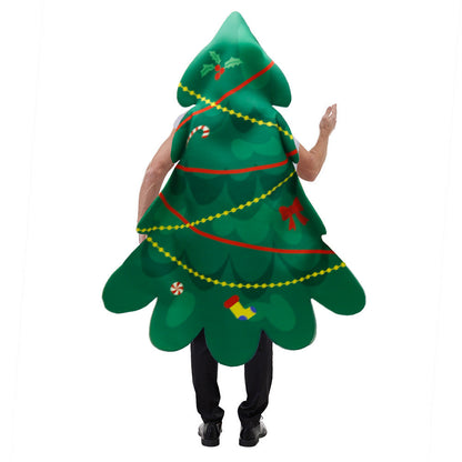 Christmas tree three-leaf vegetable plant costume with creative printed design for Christmas parties