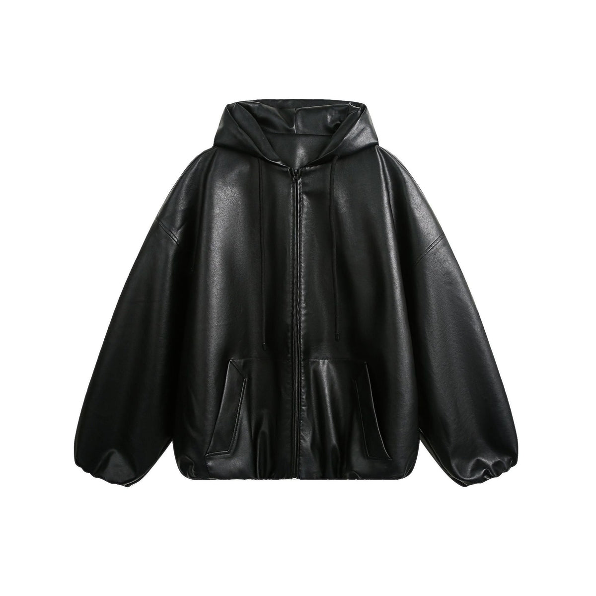 Men's American-style retro simple hooded leather coat jacket in classic design