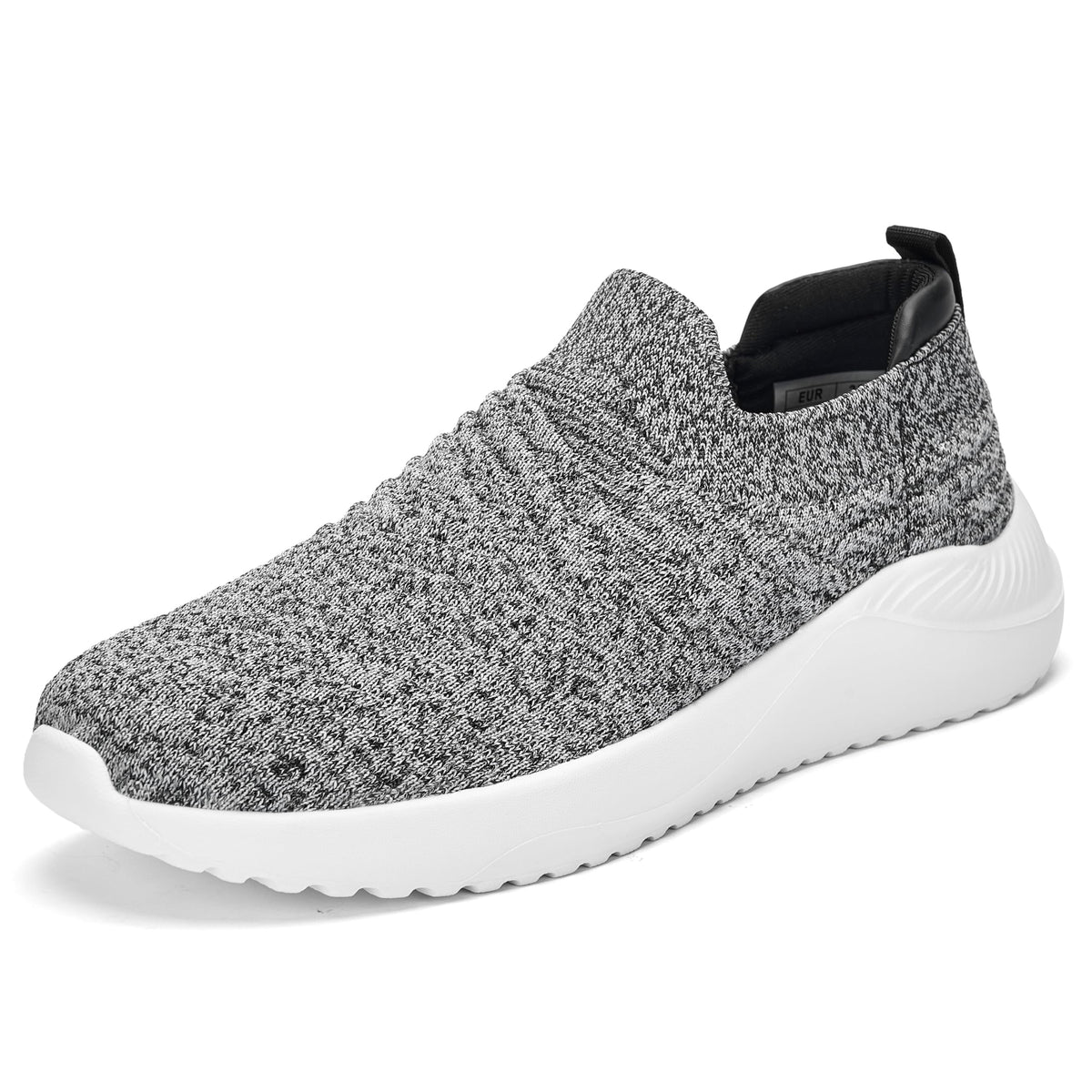 BACKUPMYFILESNOW® PPQ women's elastic slip-on sneakers with cushioned insoles and breathable fabric in light gray color.