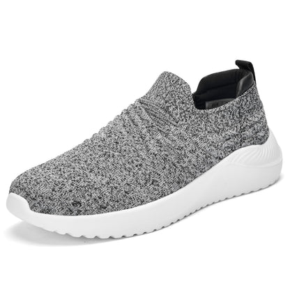 BACKUPMYFILESNOW® PPQ women's elastic slip-on sneakers with cushioned insoles and breathable fabric in light gray color.