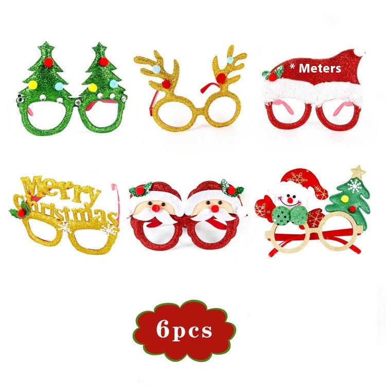 Christmas decorations glasses suit featuring festive holiday-themed eyewear ornaments in a decorative set