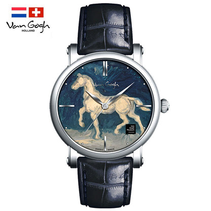 Van Gogh quartz wrist watch with horse plaster statue design, product image