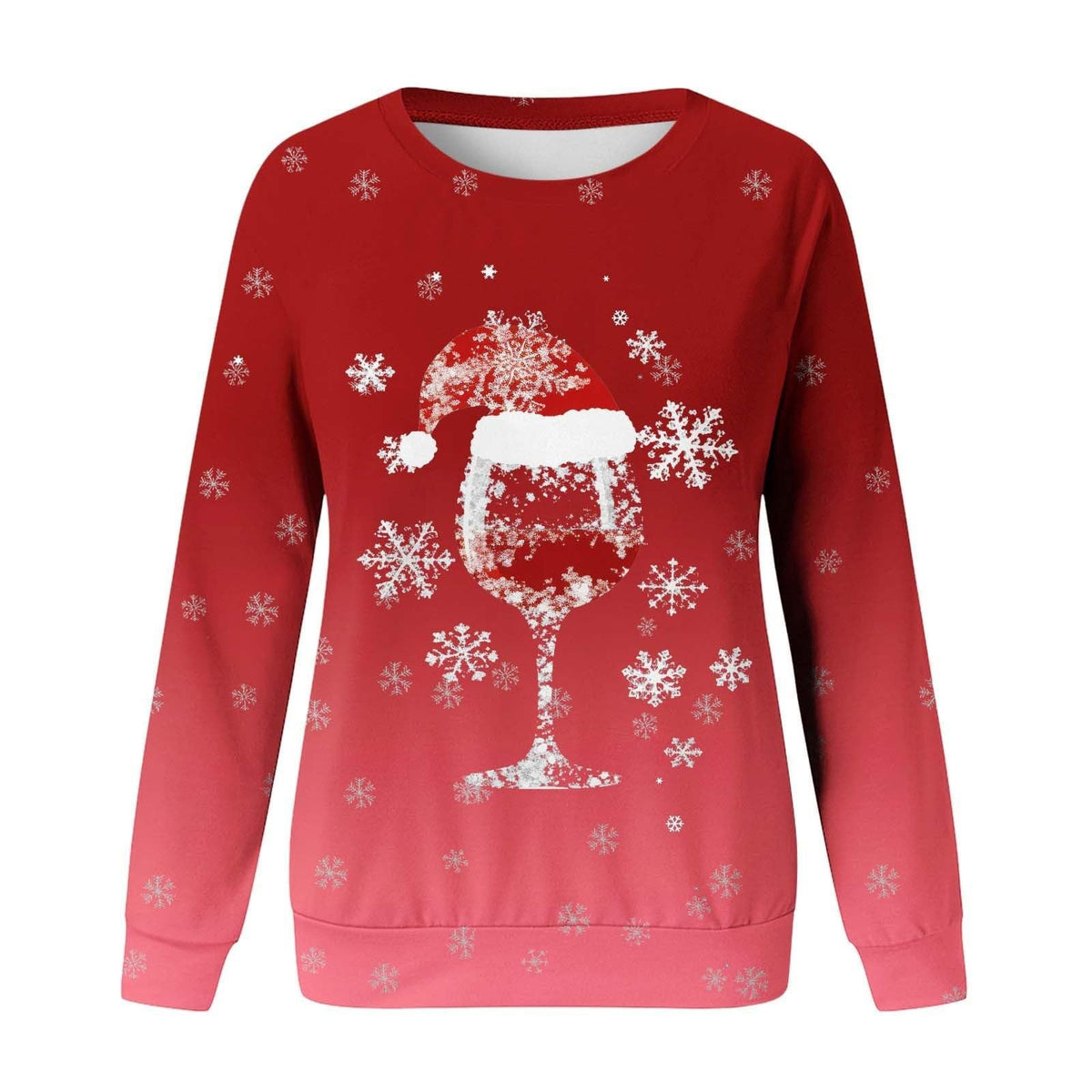 Women's round neck Christmas sweater with 3D digital print design, casual style