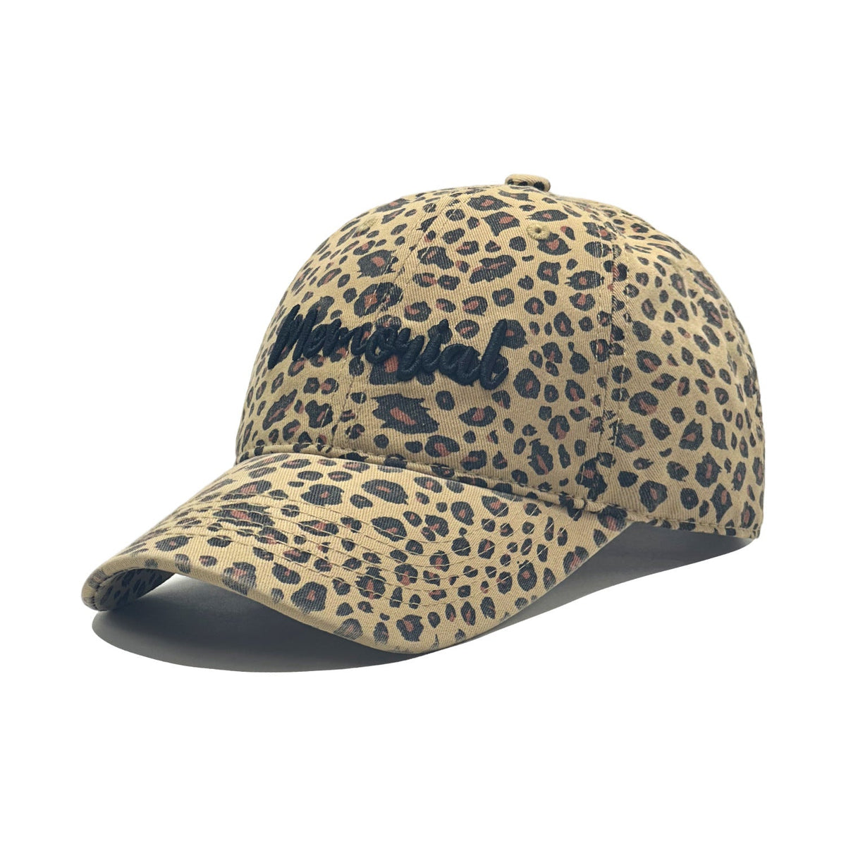 Retro leopard-print embroidered baseball cap, washed and distressed finish