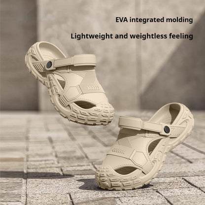 Summer outdoor non-slip soft-soled closed-toe half-slippers in a lightweight casual design