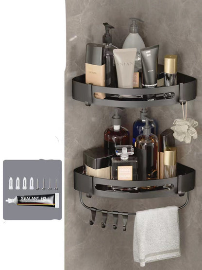Bathroom triangle shelving wall-mounted perforated storage rack in a simple design