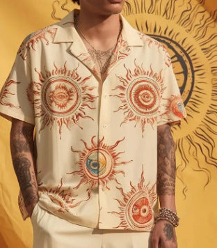 Printed casual men's short-sleeve shirt by My Store on a plain background