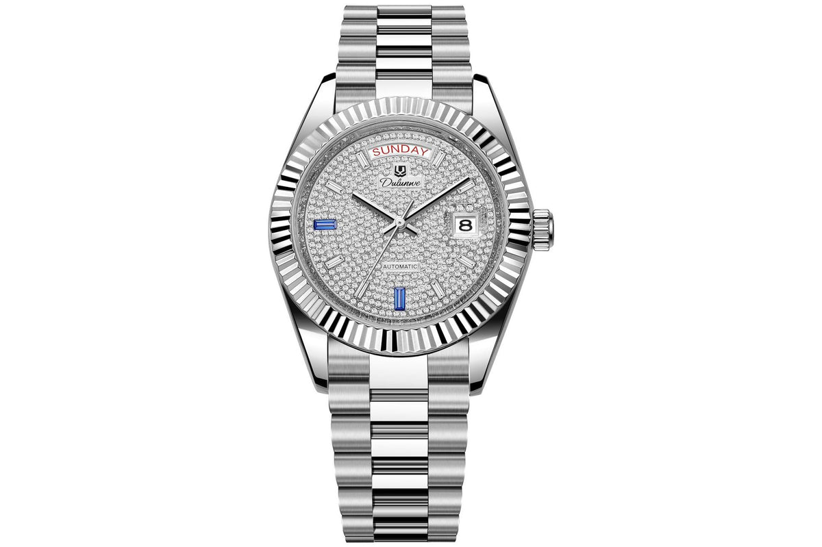 Dual-calendar automatic mechanical men's watch with classic analog dial and date display