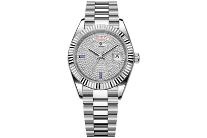 Dual-calendar automatic mechanical men's watch with classic analog dial and date display