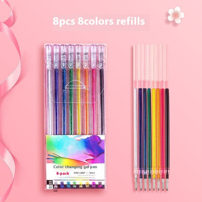 Shiny crystal gel pen fluorescent pen set with colorful translucent barrels and glitter accents