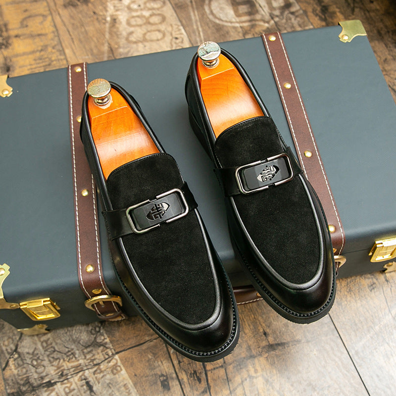 Men's plus-size leather slip-on casual loafers in a classic design