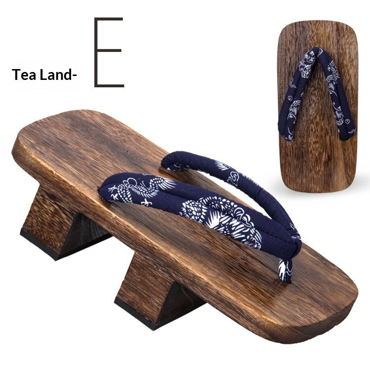 Solid-wood men's flip-flops with 5.5cm heel and simple thong design