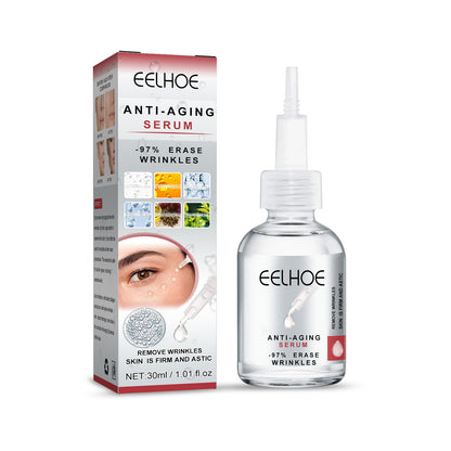 Deep Hydration Wrinkle-Lessence bottle from BACKUPMYFILESNOW® with a sleek, clear container and a pump dispenser for skincare.