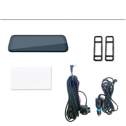 HD streaming dashcam rearview mirror with dual lens reversing video display