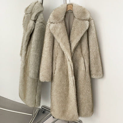 Women's high-quality artificial faux fur coat in a soft, plush design