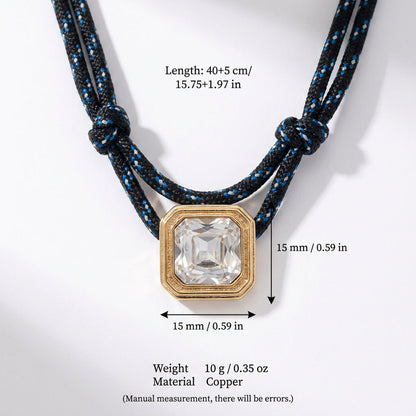Double-rope knotted layered necklace with a band in a textured metallic design