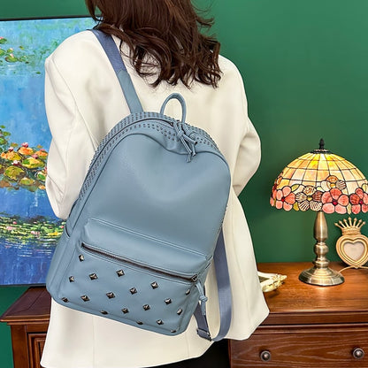 Women's designer anti-splash PU leather backpack by BACKUPMYFILESNOW® with sleek black finish and adjustable straps.
