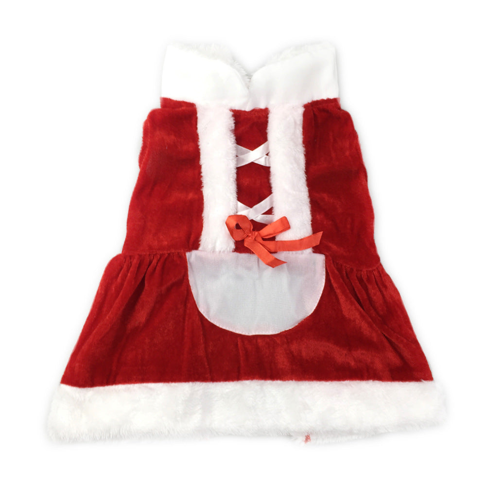 Pet dog Christmas clothing featuring a festive holiday outfit for dogs