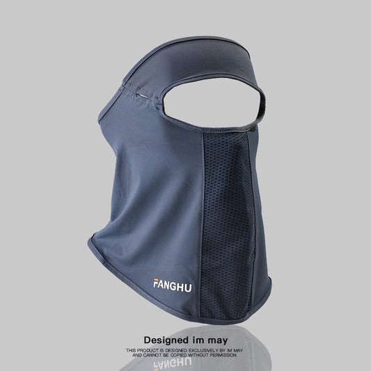 Summer ice silk full face mask with neck protection, UV coverage, and breathable fabric for outdoor cycling