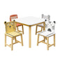 Kids table and chair set with colorful animal designs, 5-piece kids furniture set from GBruno Store featuring playful animal-themed seats and table