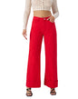 Red high-waist stretch jeans from BACKUPMYFILESNOW® featuring a fitted design and classic denim texture.