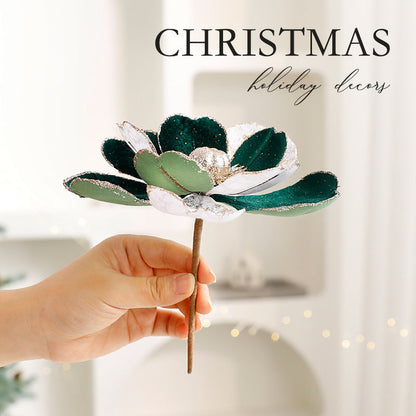 Christmas flower ornaments for Christmas tree decoration in festive red and white floral designs