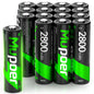 Mupoer AA 2800mAh Ni-MH Rechargeable Batteries 16-Pack