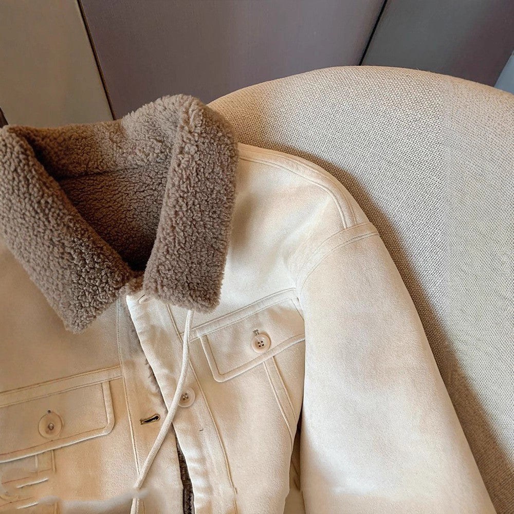 Loose thick small fur coat for women in a warm, plush design by My Store