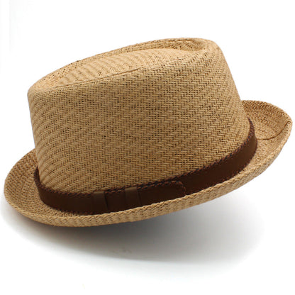 Men's and women's same-style French straw hat with a natural woven texture and classic brim