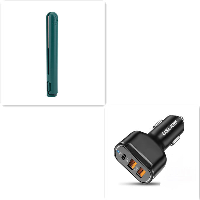 Portable USB wireless hair straightener for dormitory use, compact black design