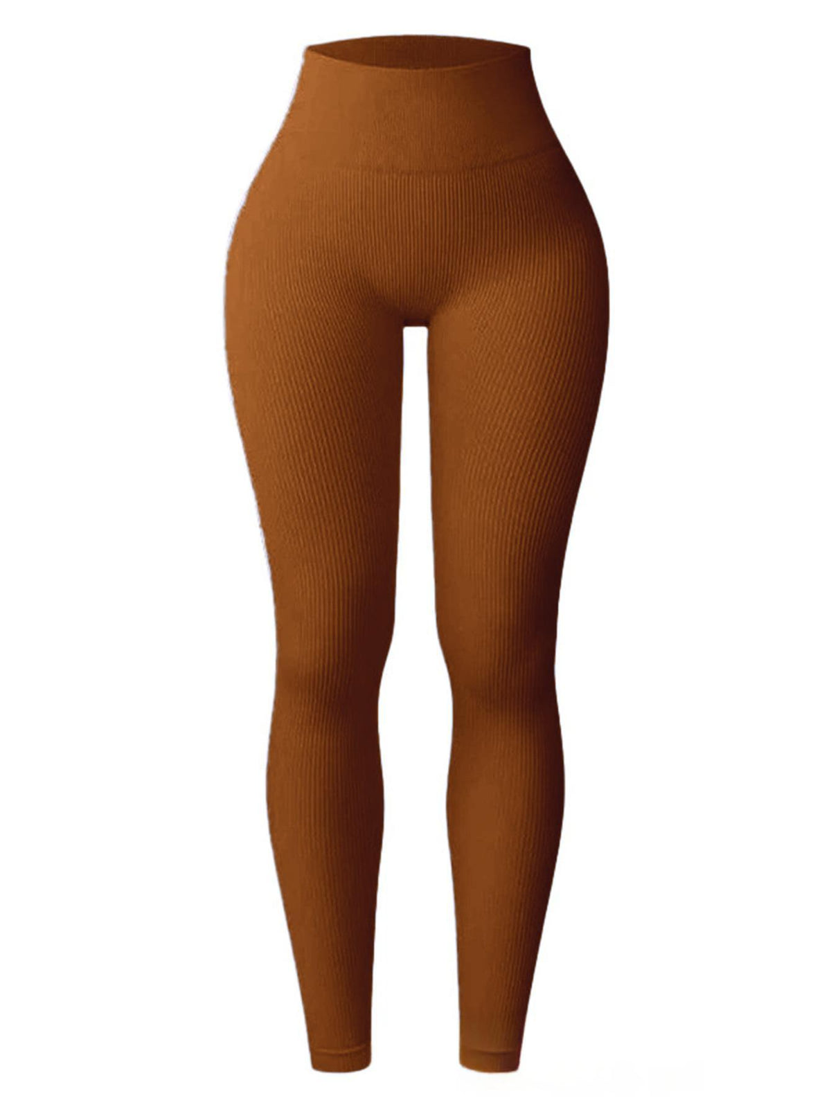 Women's high-waisted tight-fitting butt-lifting yoga pants in black fabric with a contoured fit