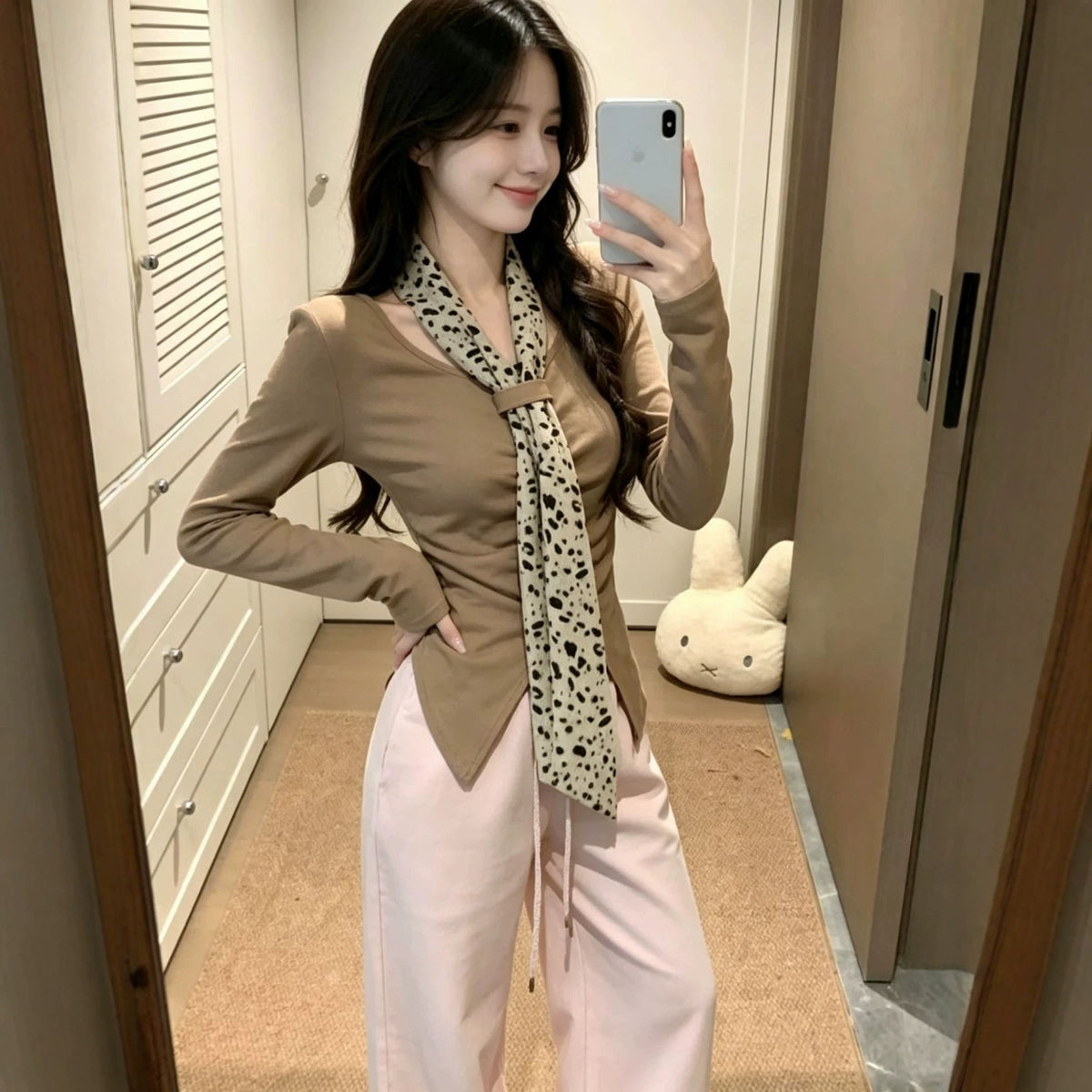 Ruched designer long-sleeve T-shirt base layer by My Store
