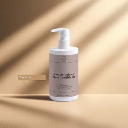 Belleviecosmetic Keratin Volume Boost Conditioner 390ml, nourishing hair conditioner for smooth, voluminous hair.