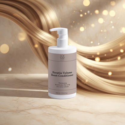 Belleviecosmetic Keratin Volume Boost Conditioner 390ml, nourishing hair conditioner for smooth, amplified volume and shine.