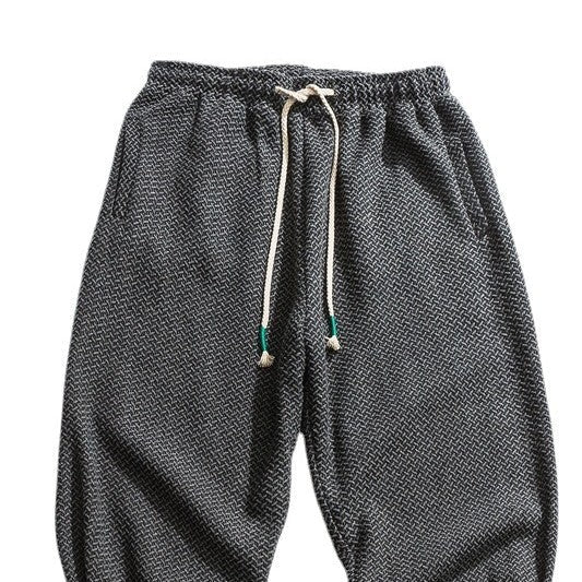 Retro-textured thickened woolen casual pants in a classic design