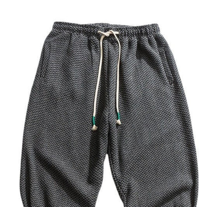 Retro-textured thickened woolen casual pants in a classic design