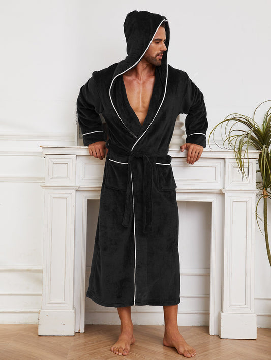 Men's flannel bathrobe pajamas in a soft, cozy design for lounging at home