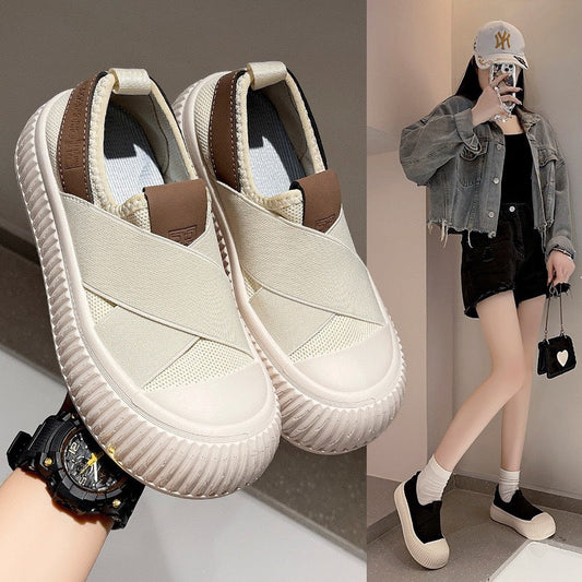 Women's retro breathable casual sports sneakers in side view, featuring a classic low-top design.
