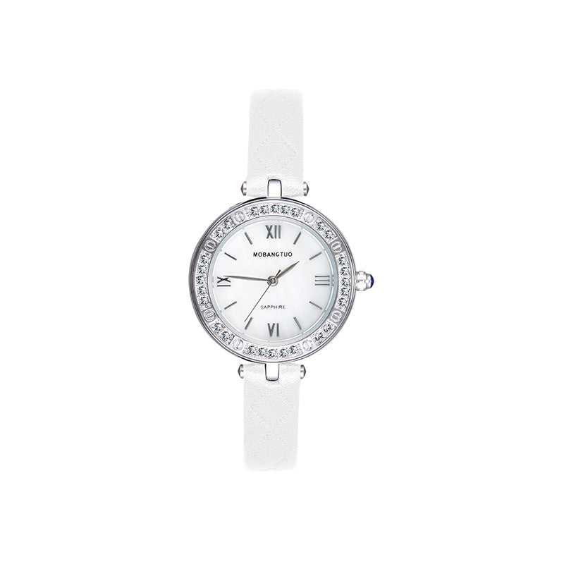 Women's waterproof high-end watch with belt, featuring a sleek design and adjustable strap