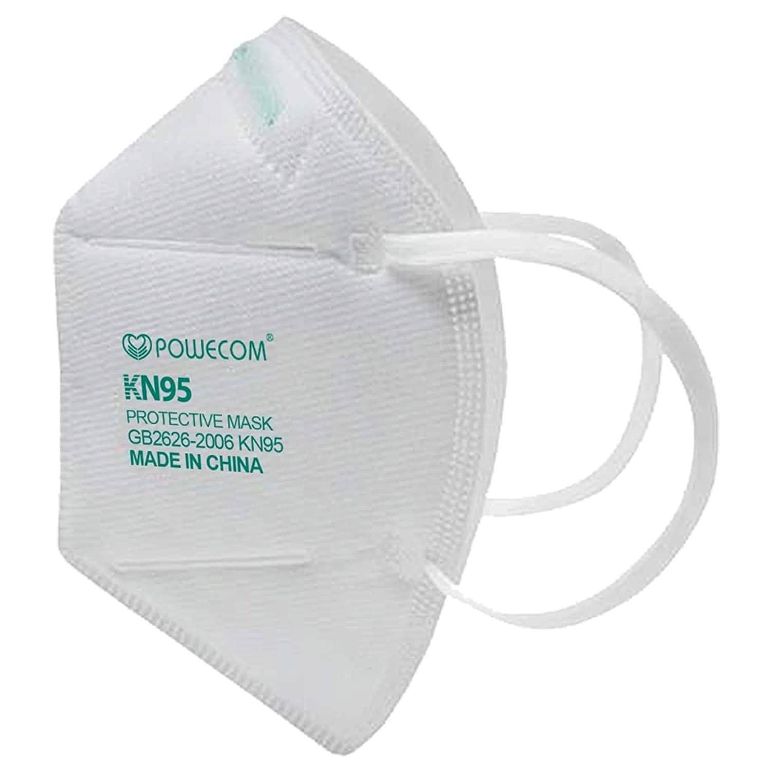 Pack of 30 Powecom KN95 face masks from DailySale, protective PPE masks with adjustable ear loops and filtering layers.
