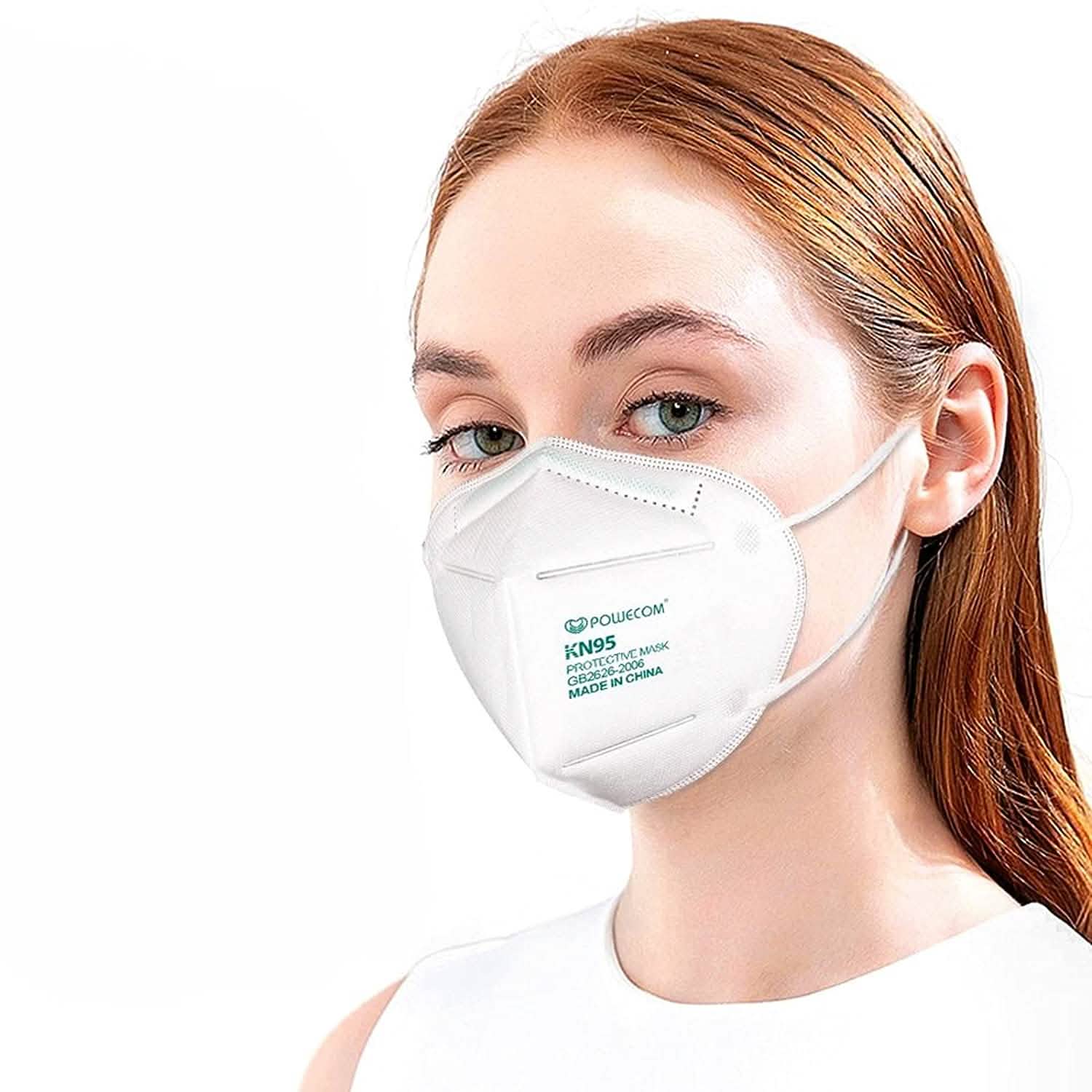 Pack of 30 Powecom KN95 face masks from DailySale, showing protective masks with ear loops and adjustable nose bridge.