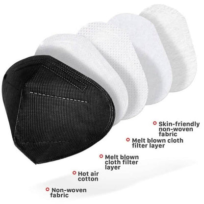 Black KN95 foldable protective face mask from DailySale, designed for PPE and safety, with a snug fit and breathable material.