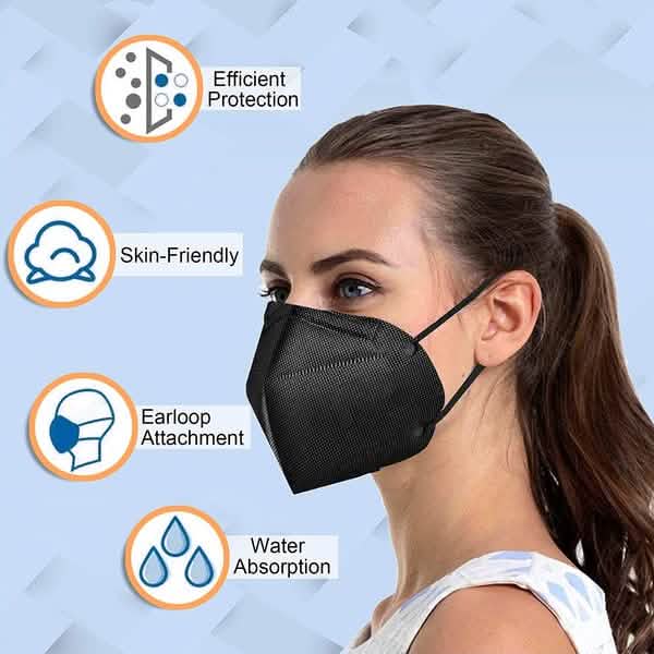 Black KN95 foldable protective face mask from DailySale, designed for effective respiratory protection and comfortable fit.
