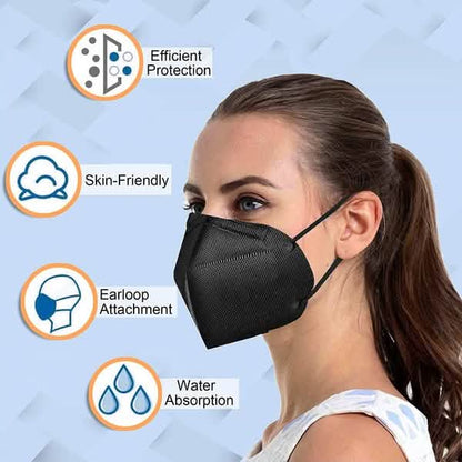Black KN95 foldable protective face mask from DailySale, designed for effective respiratory protection and comfortable fit.