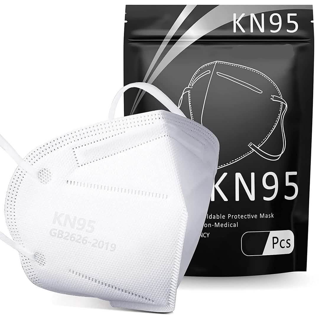 White KN95 foldable protective face mask from DailySale, shown in a pack of 50, designed for personal PPE and face protection.