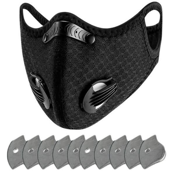 11-piece set of breathable, bacteria-proof sport face masks with activated carbon for PM 2.5 filtration by DailySale.